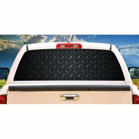 ENTRETENIMIENTO Black Diamond Plate Rear Window Graphic Truck View Thru Vinyl Decal EN3261594